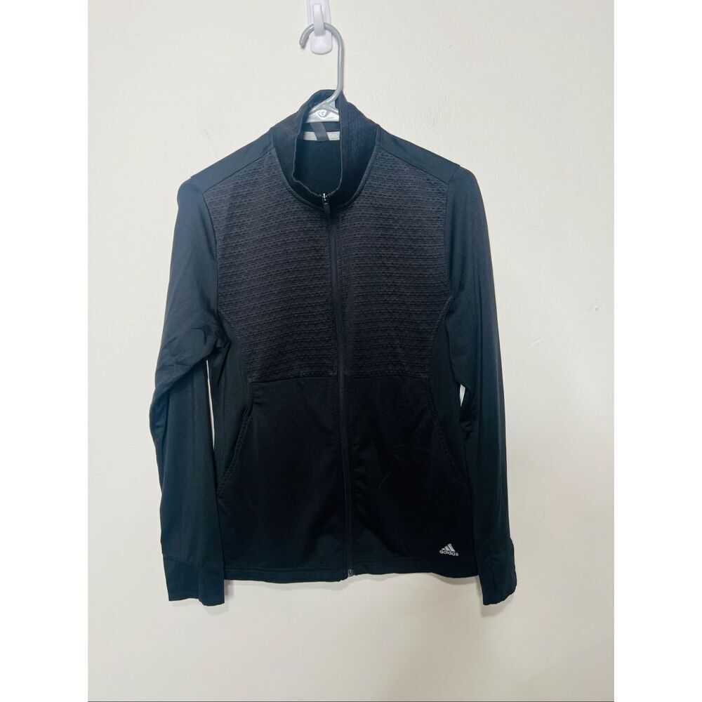 Adidas Golf Black Zip Up Jacket Poly Spandex Sz M
